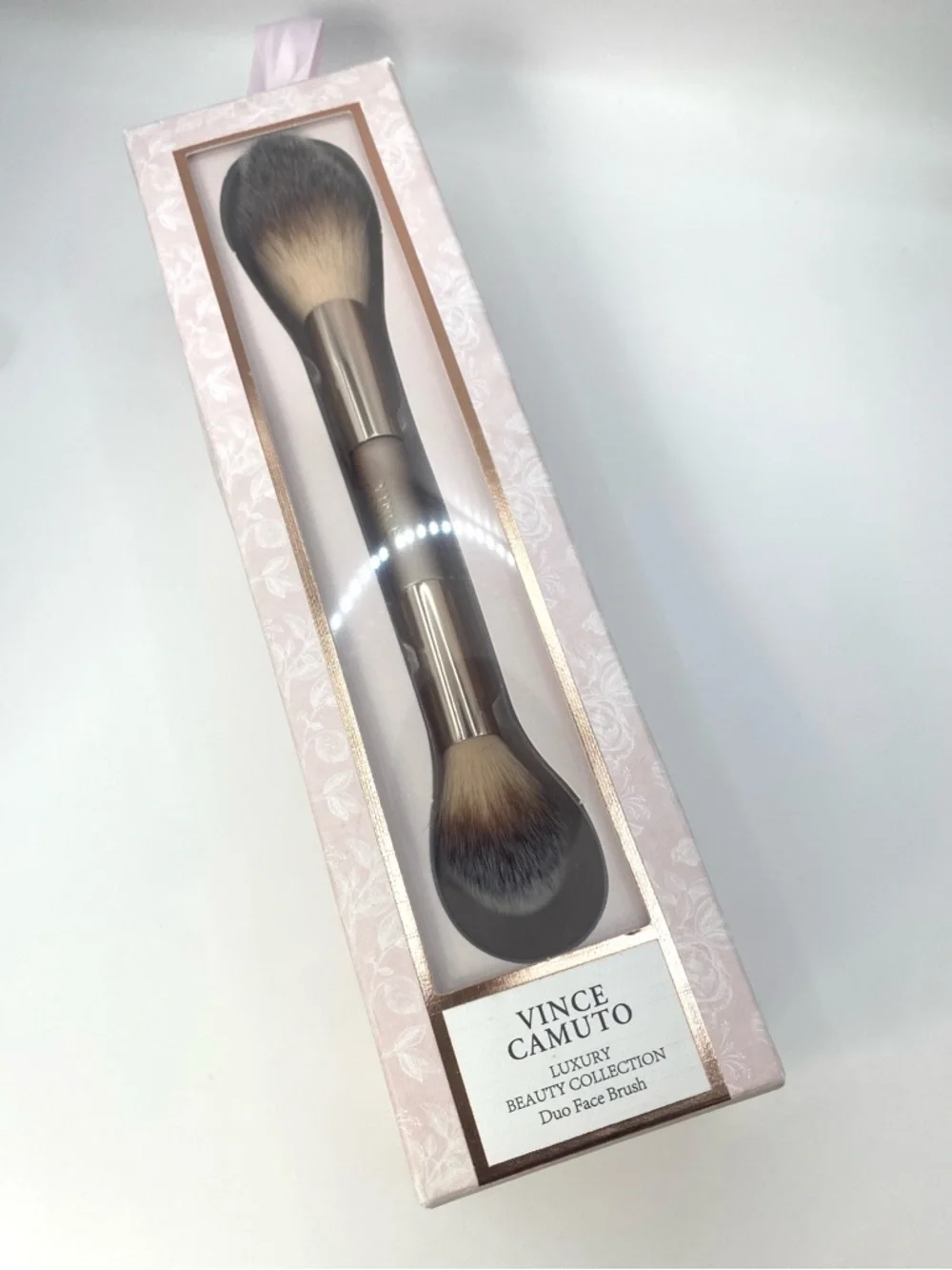 Vince Camuto Luxury‎ Beauty Duo Face Brush Pink Floral Double-Ended